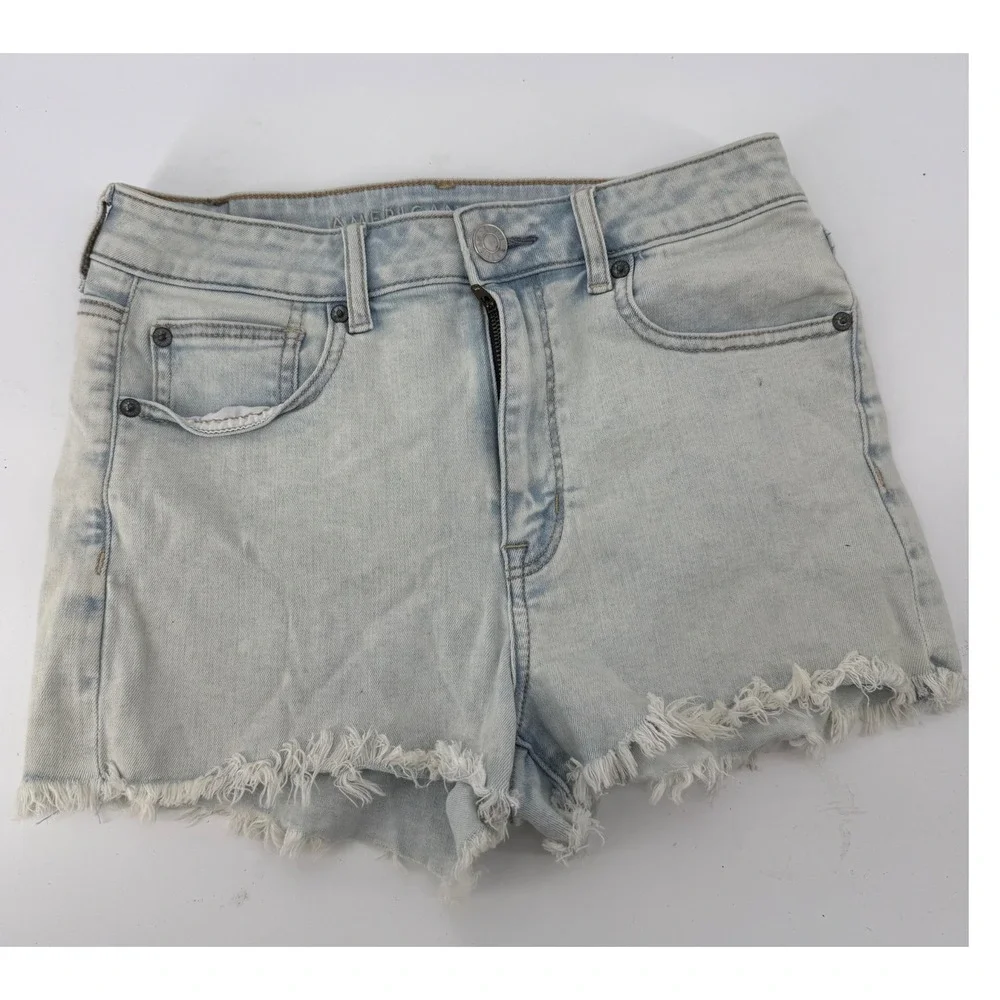 American Eagle Ne(x)t Level Stretch Light Wash High Rise Denim‎ Shorts Size 8